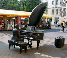 Sculpture of Arthur Rubinstein on Piotrkowska Street, in Lódz, Poland, where Rubinstein was born